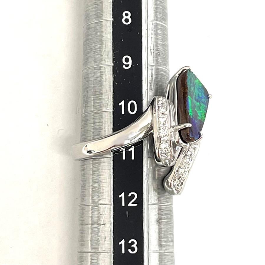 Pt900 ボルダーオパール ダイヤ リング 指輪 ボルダーオパール3.56ct 