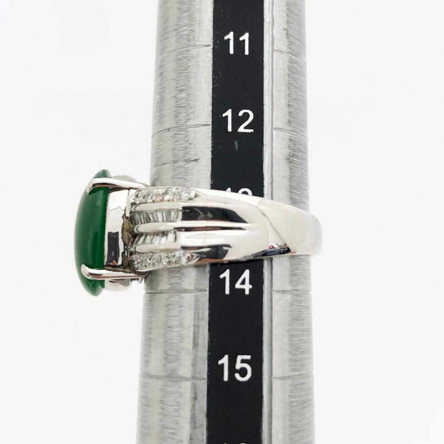 中古】Pt900 ヒスイ ファッションリング 指輪 H4.298ct D1.02ct 14号 