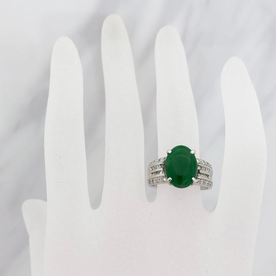 中古】Pt900 ヒスイ ファッションリング 指輪 H4.298ct D1.02ct 14号 