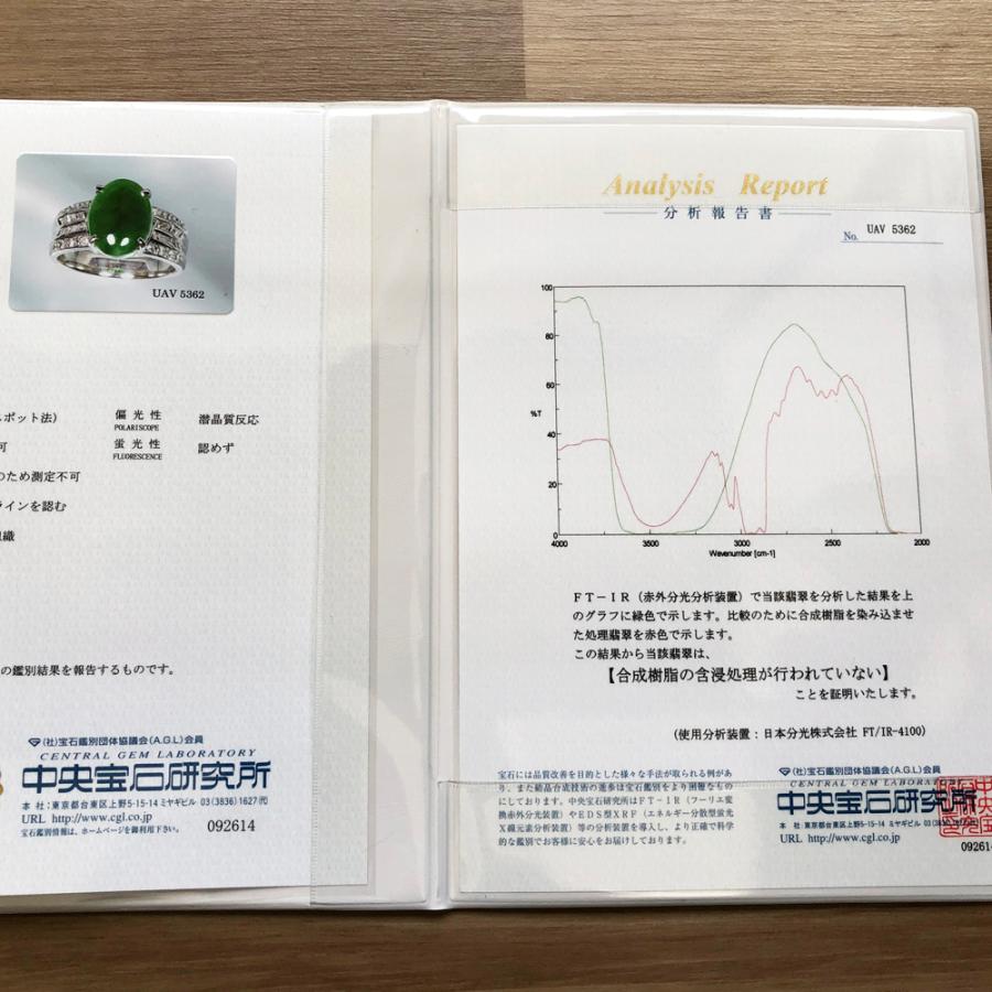 中古】Pt900 ヒスイ ファッションリング 指輪 H4.298ct D1.02ct 14号 