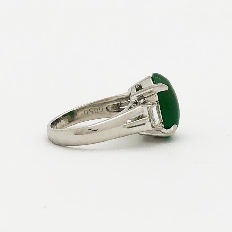 中古】Pt900 ヒスイ ファッションリング 指輪 H5.69ct D0.50ct 