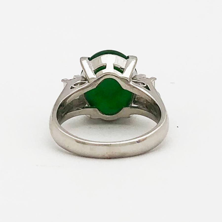 中古】Pt900 ヒスイ ファッションリング 指輪 H5.69ct D0.50ct 