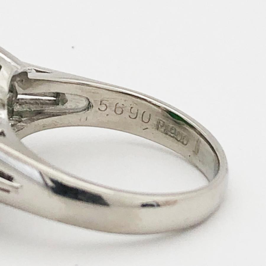 中古】Pt900 ヒスイ ファッションリング 指輪 H5.69ct D0.50ct 