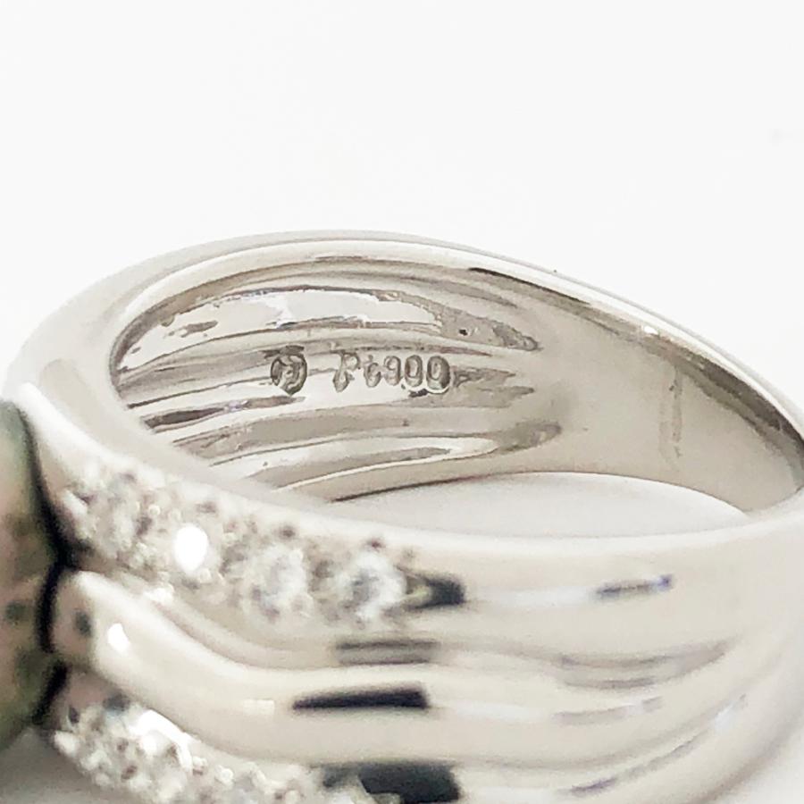 TASAKI（タサキ） ブラックパール ダイヤ リング Pt900 10.2mm D0.10ct
