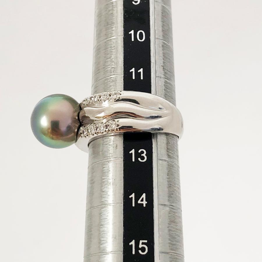 TASAKI（タサキ） ブラックパール ダイヤ リング Pt900 10.2mm D0.10ct 
