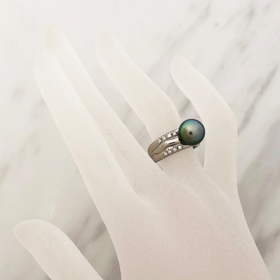 TASAKI（タサキ） ブラックパール ダイヤ リング Pt900 10.2mm D0.10ct 