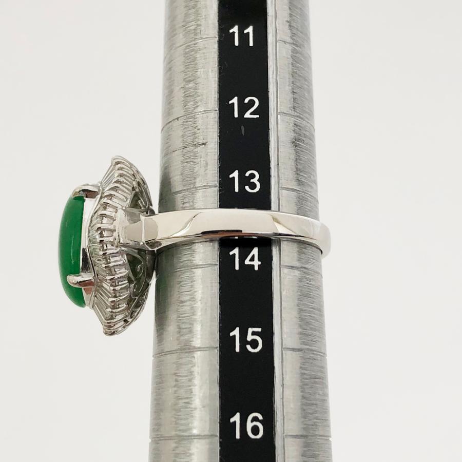 中古】Pt900 ヒスイ ファッションリング 指輪 H4.32ct D1.06ct 14号 