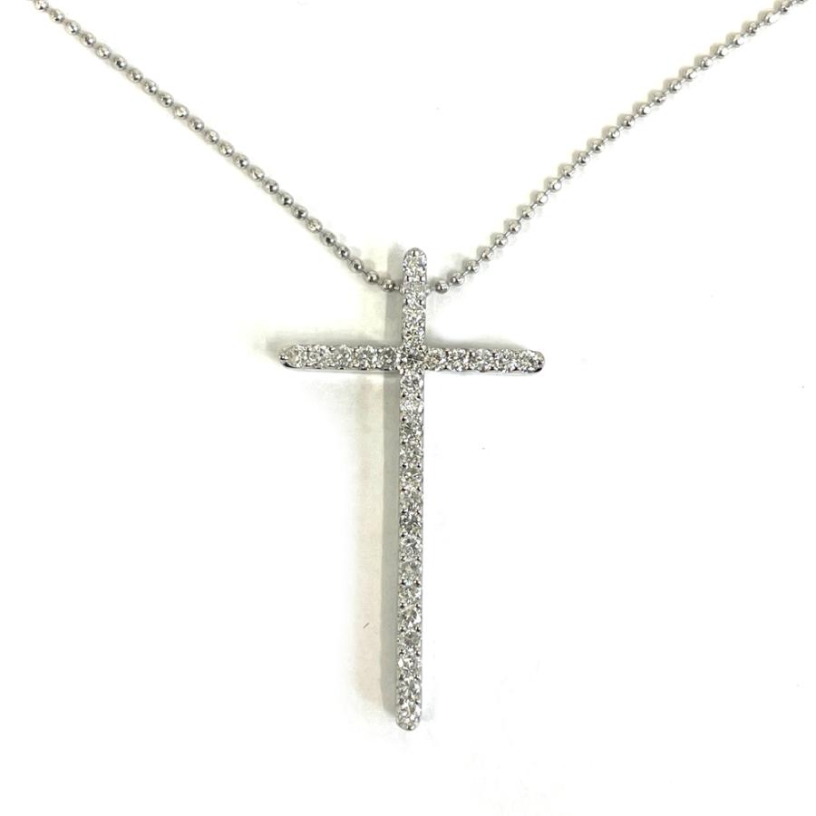 Pt900／Pt850 ダイヤ クロスネックレス D0.46ct 中古】Pt900／Pt850 ダイヤ クロス ネックレス D0.46ct : すぎ質店