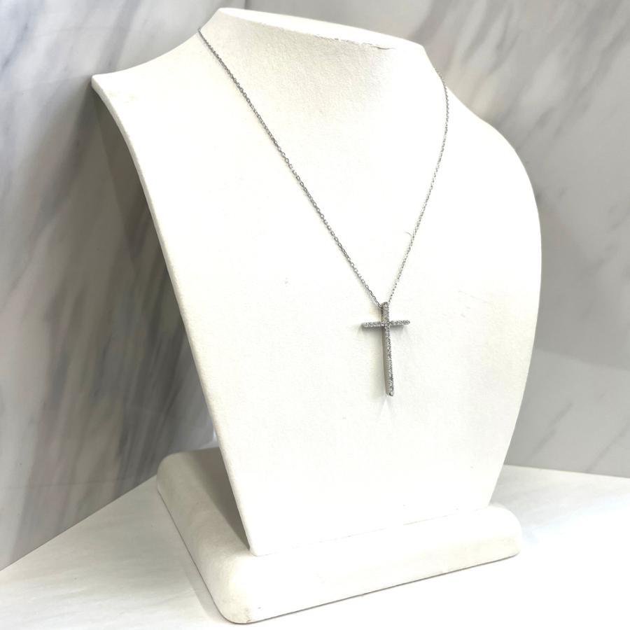 美品　pt900 天然良質ダイヤ　クロスペンダント　pt850ネックレス3.5g Pt900／Pt850 ダイヤ クロス ネックレス D0.46ct : すぎ質店 - 通販