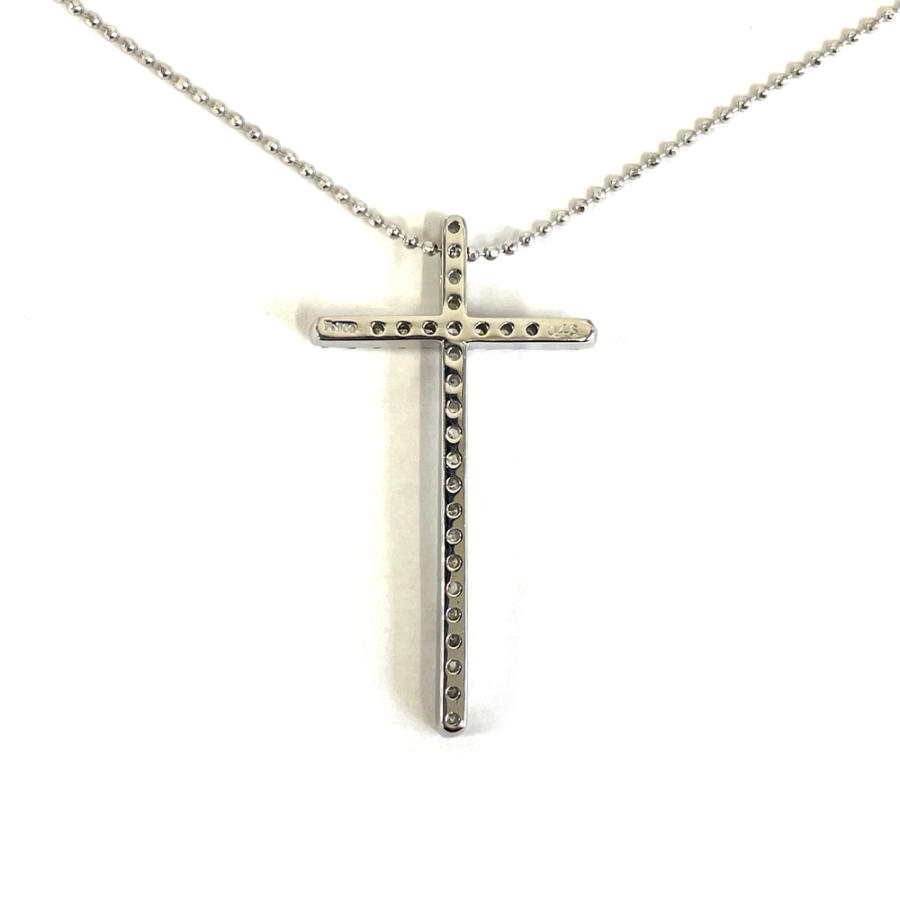 中古】pt900/pt850 ダイヤ クロス ネックレス 6.1g ダイヤ D0.46ct 