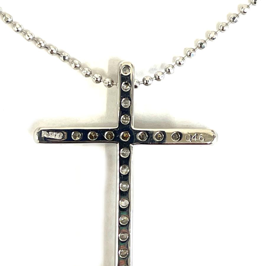 中古】pt900/pt850 ダイヤ クロス ネックレス 6.1g ダイヤ D0.46ct 
