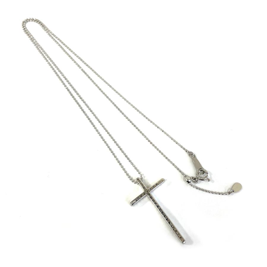 中古】pt900/pt850 ダイヤ クロス ネックレス 6.1g ダイヤ D0.46ct 