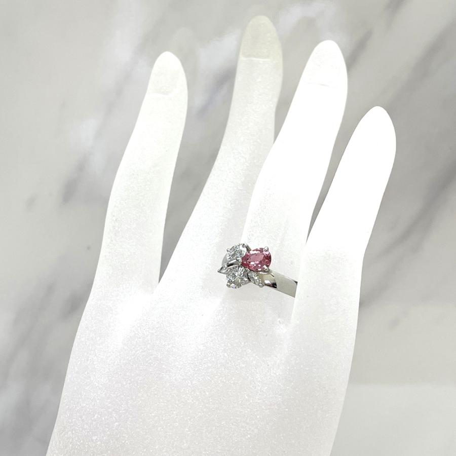 中古】 Pt900 ピンクトルマリン ダイヤ リング ピンクトルマリン0.59ct 