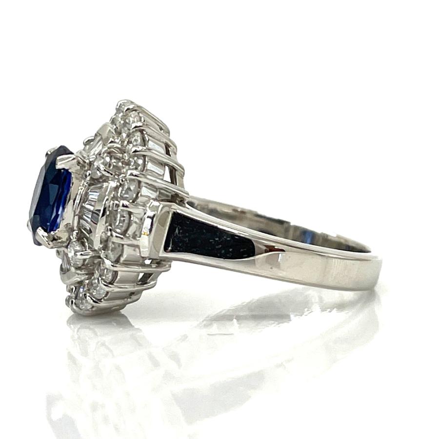 中古】Pt900 サファイヤ 1.48ct ダイヤ 1.08ct ブルーサファイヤ  