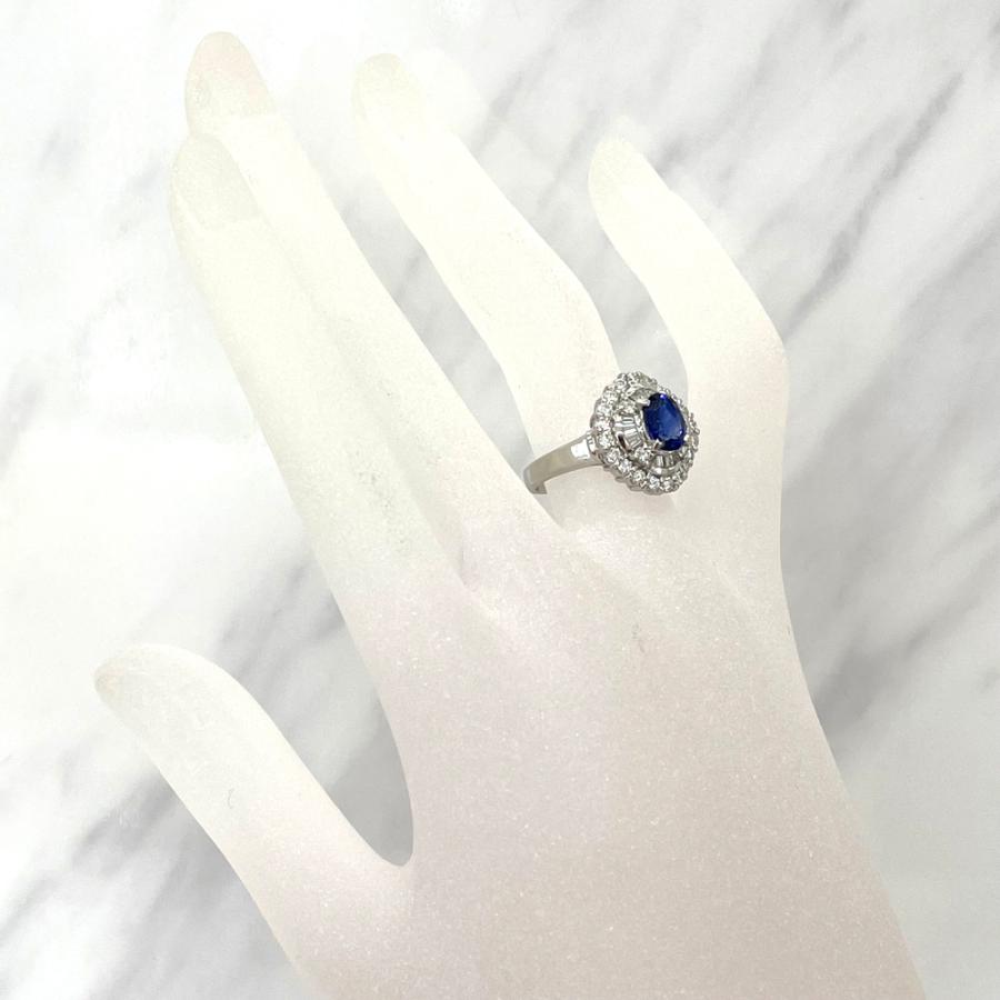 中古】Pt900 サファイヤ 1.48ct ダイヤ 1.08ct ブルーサファイヤ  