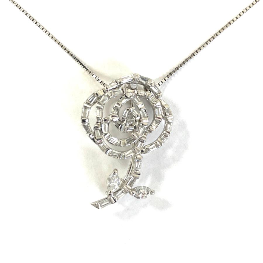 K18WG/Pt850 ダイヤ バラ ネックレス D 1.00ct : すぎ質店 - 通販 