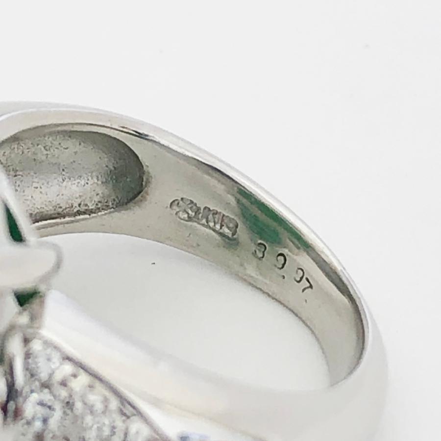K18WG ヒスイ 含浸（トリートメント）リング 指輪 H39.9ct D0.24ct 10 