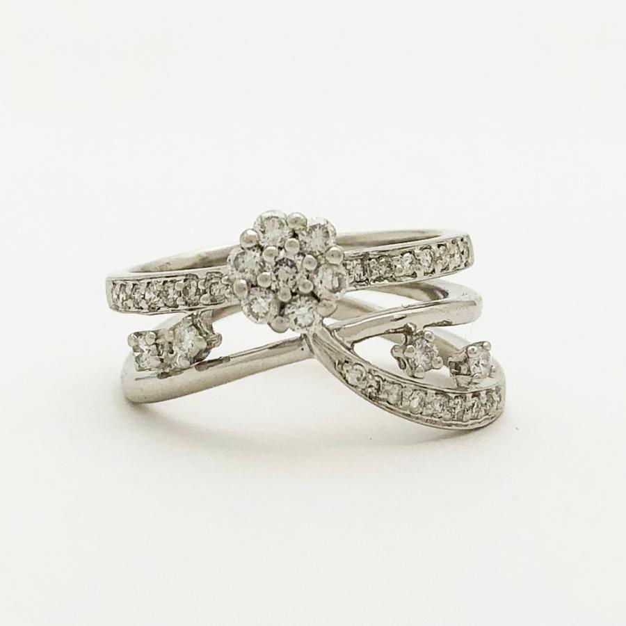 K18WG ダイヤ デザイン リング ダイヤ0.43ct 10号 レディース : すぎ 