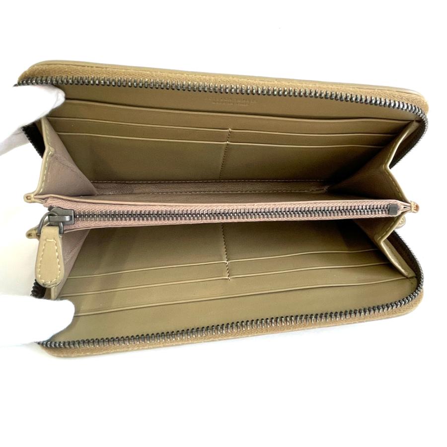 【新品未使用】ボッテガ イントレチャート ベージュ ラウンドファスナー 長財布 ボッテガ・ヴェネタ イントレチャート ベージュ レザー ラウンド