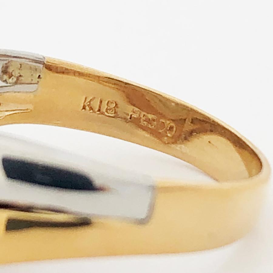 K１８＆ＰＴ９００　指輪　天然ダイヤモンドリング　１２号 K18/Pt900 ダイヤ 重ね付け風デザイン リング ダイヤ0.11ct 12号 4.9g