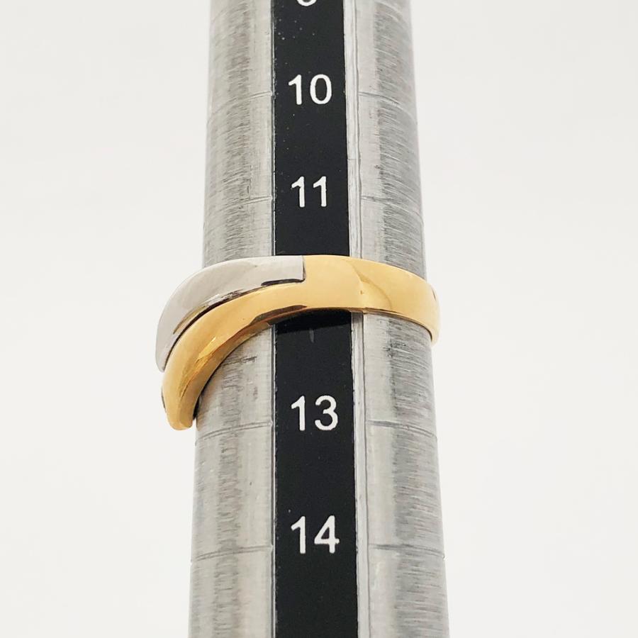 K18/Pt900 ダイヤ 重ね付け風デザイン リング ダイヤ0.11ct 12号 4.9g 