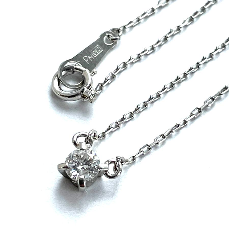 中古】Pt850 ダイヤ プチ ネックレス D 0.24ct レディース 一粒ダイヤ 
