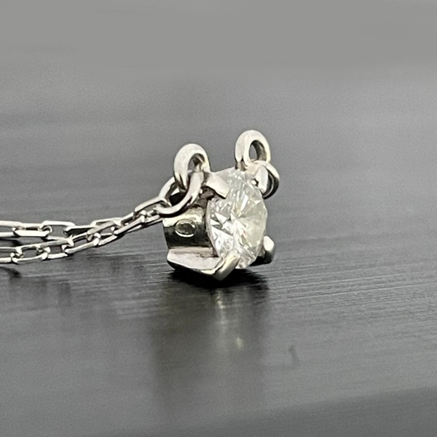中古】Pt850 ダイヤ プチ ネックレス D 0.24ct レディース 一粒ダイヤ 