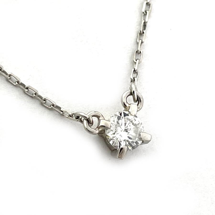 中古】Pt850 ダイヤ プチ ネックレス D 0.24ct レディース 一粒ダイヤ 