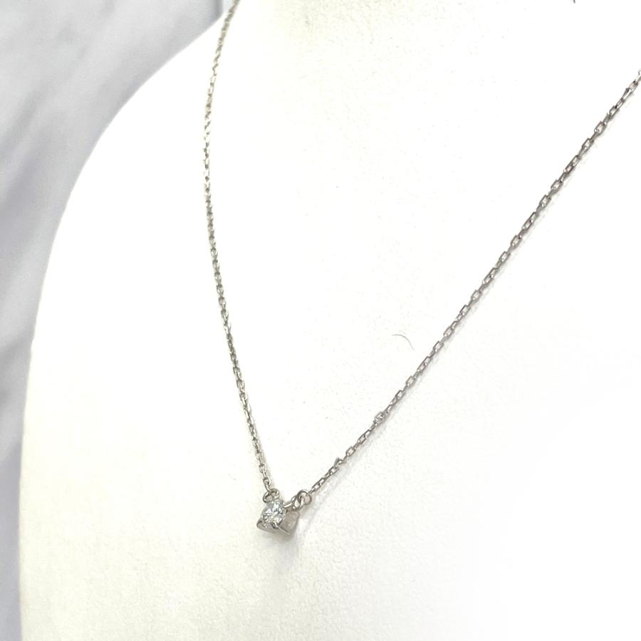 中古】Pt850 ダイヤ プチ ネックレス D 0.24ct レディース 一粒ダイヤ 