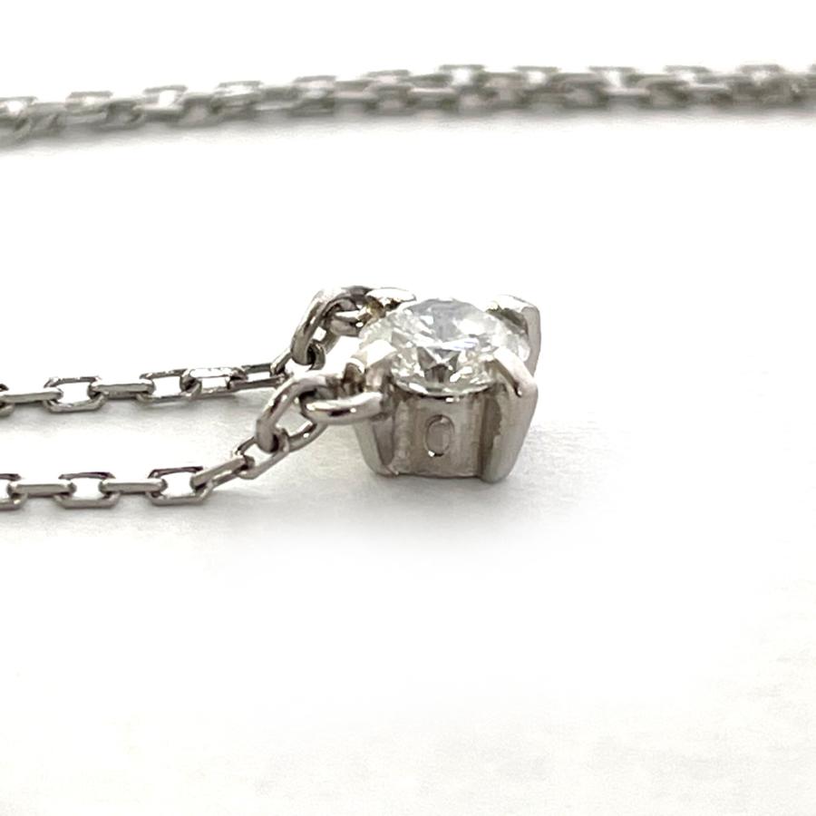 中古】Pt850 ダイヤ プチ ネックレス D 0.24ct レディース 一粒ダイヤ 