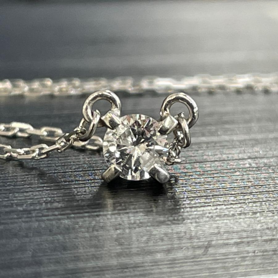 中古】Pt850 ダイヤ プチ ネックレス D 0.24ct レディース 一粒ダイヤ 