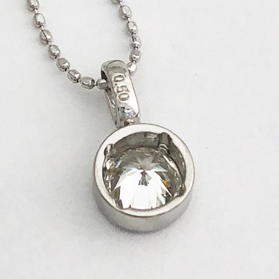 中古】K18WG ダイヤ プチネックレス D0.50ct レディース 一粒ダイヤ  