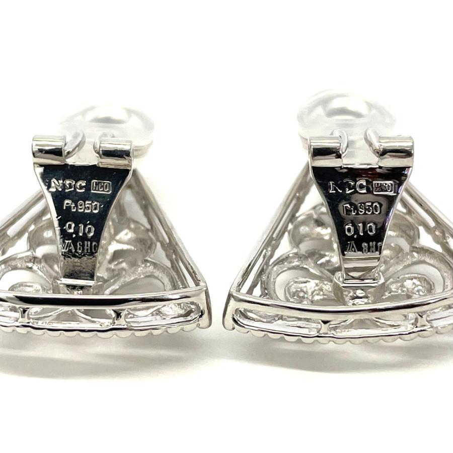中古】Pt950 ダイヤ イヤリング D0.10ct×2 13.2g ワンタッチ式 