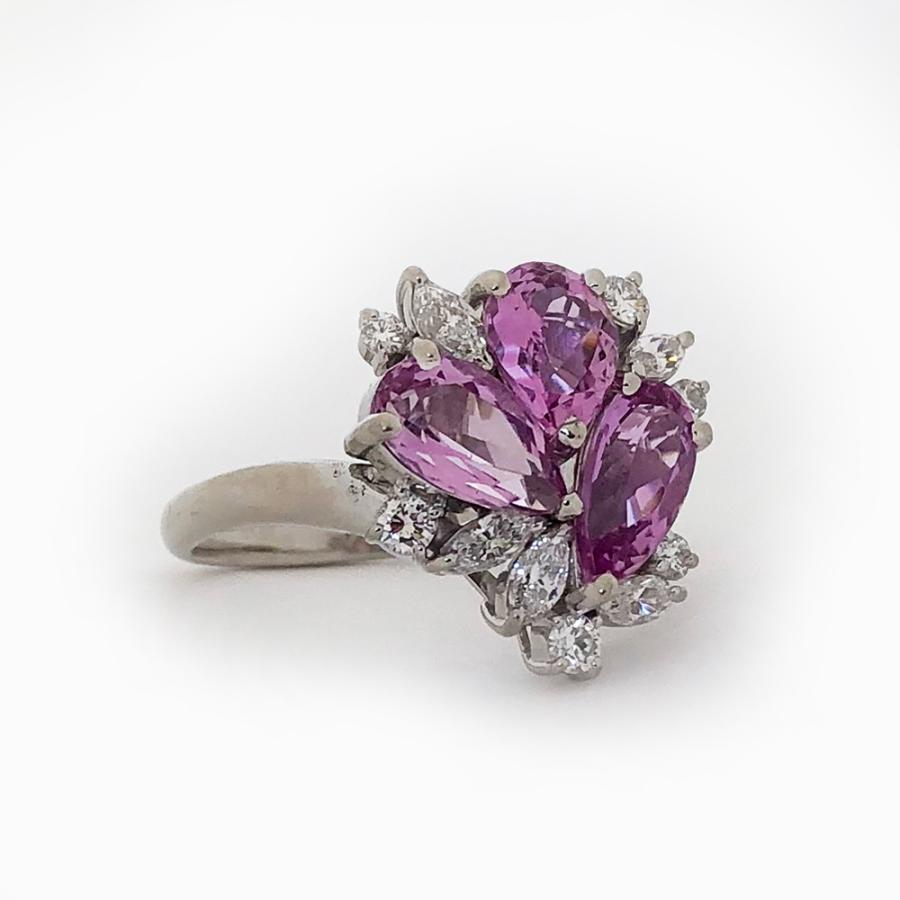 中古】タサキ ピンクトルマリン リング Pt900 T3.23ct D0.53ct 