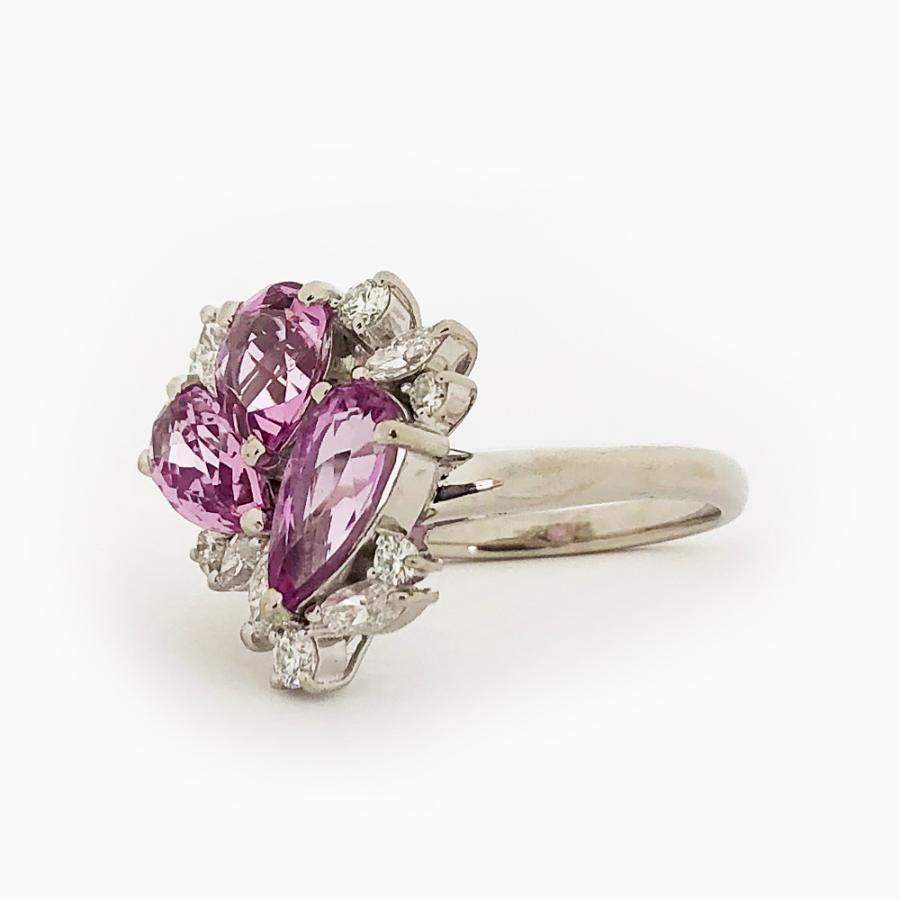 中古】タサキ ピンクトルマリン リング Pt900 T3.23ct D0.53ct 15.5号 