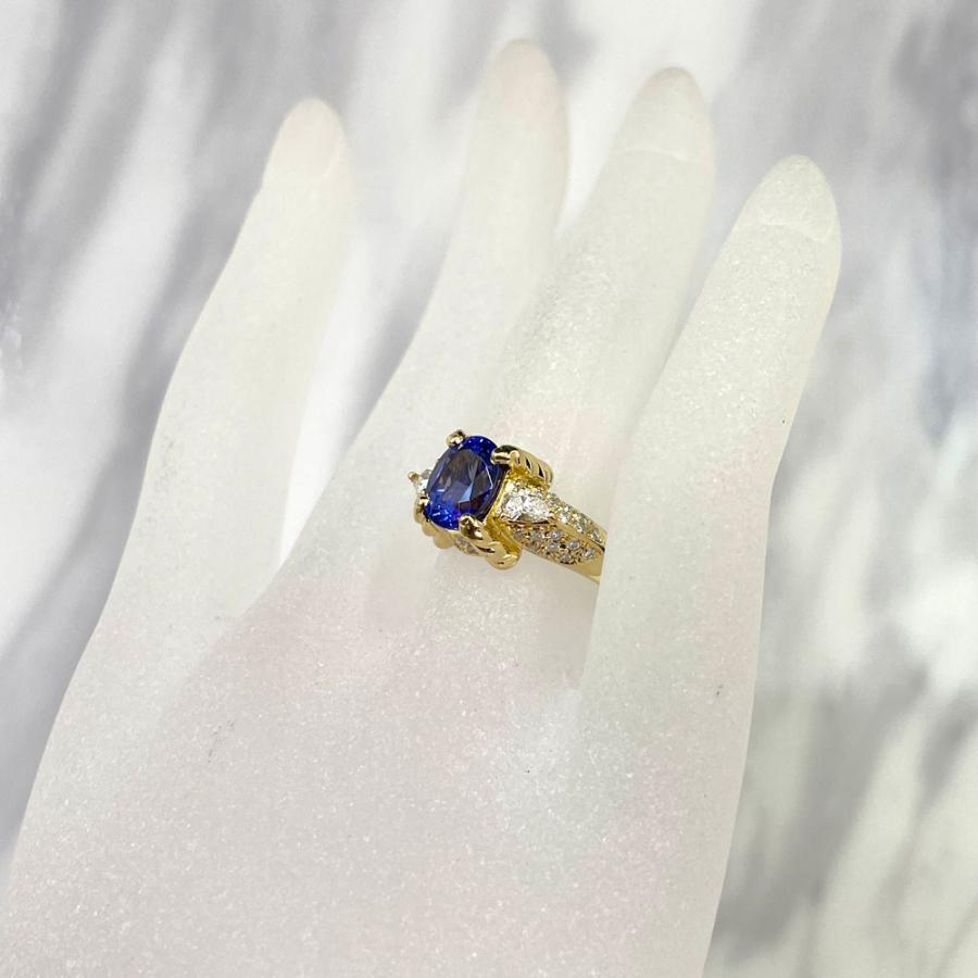 K18 タンザナイト ダイヤ リング 12号 指輪 T2.25ct D0.34ct D0