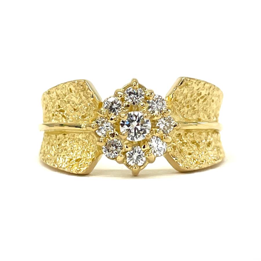 中古】星の砂 HOSHI no SUNA K18 ダイヤ リング 10号 指輪 D0.31ct  