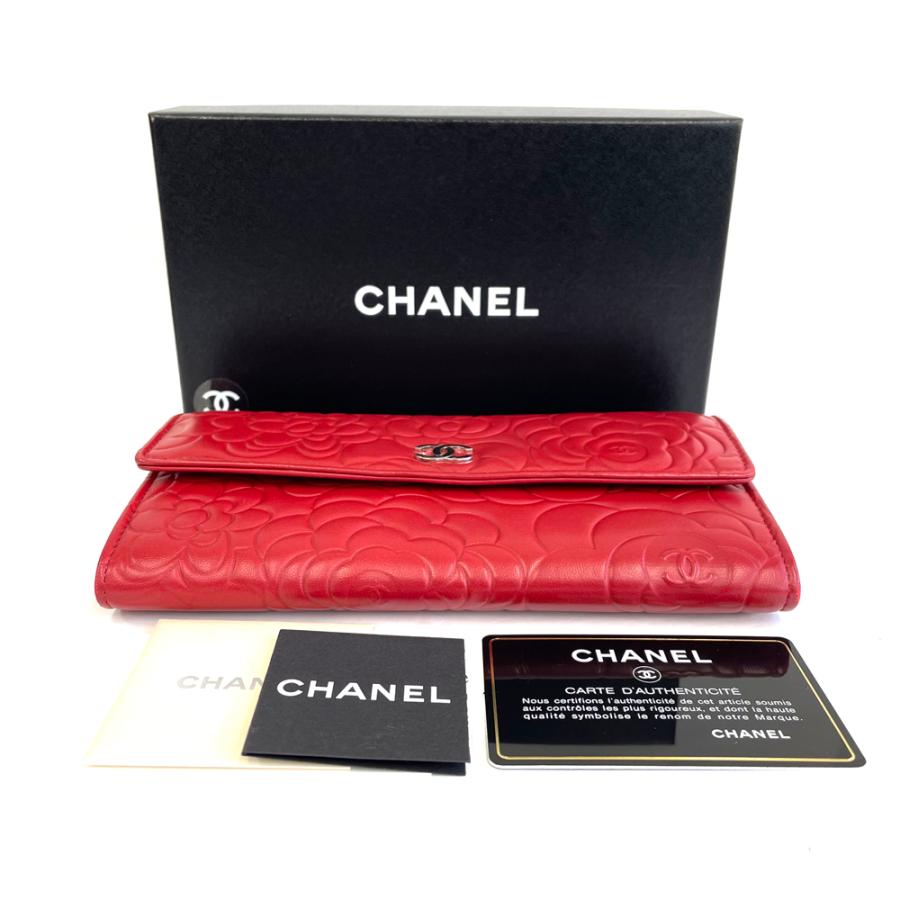 CHANEL 【中古】シャネル CHANEL カメリア 二つ折り 長財布 CHANEL 【中古】シャネル CHANEL カメリア 二つ折り 長財布