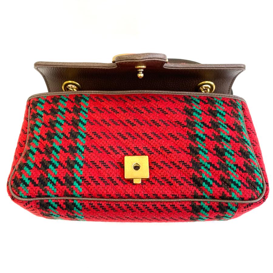 GUCCI 【中古】グッチ GUCCI GGマーモント ツイード チェーン 