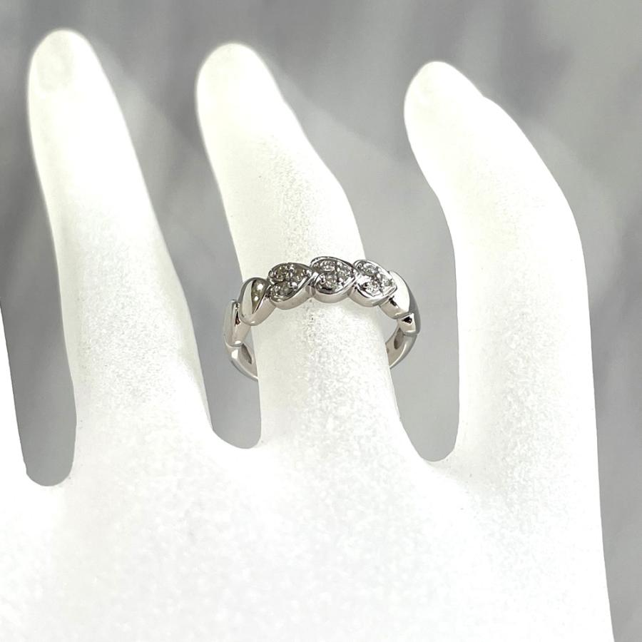 K18WG　ダイヤ　ハート　リング　　D0.10ct　10号　指輪 K18WGダイヤハートリングD0.10ct10号指輪