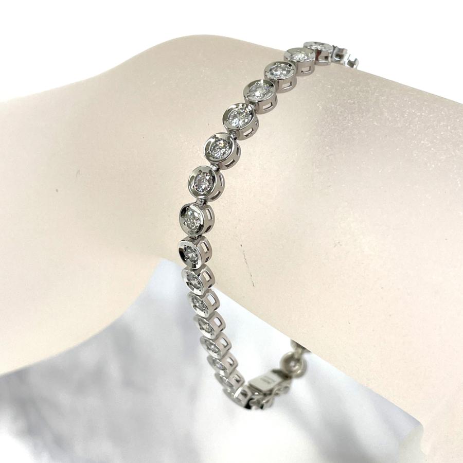 中古】Pt850 ダイヤ テニス ブレスレット D3.00ct 内径約17cm プラチナ 