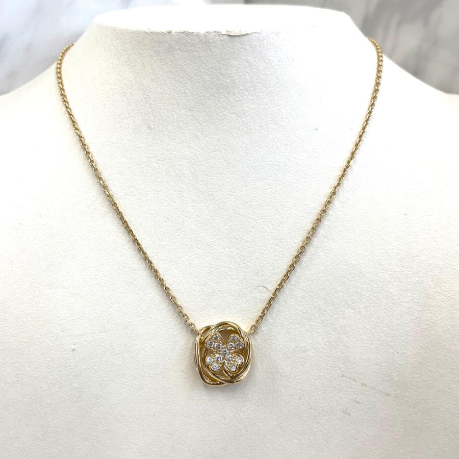 中古】シャネル CHANEL クローバー ダイヤ ネックレス K18YG 