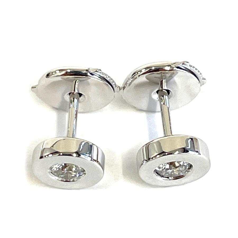 BVLGARI 【中古】ブルガリ BVLGARI ダイヤ ピアス K18WG ダイヤ1P×2  