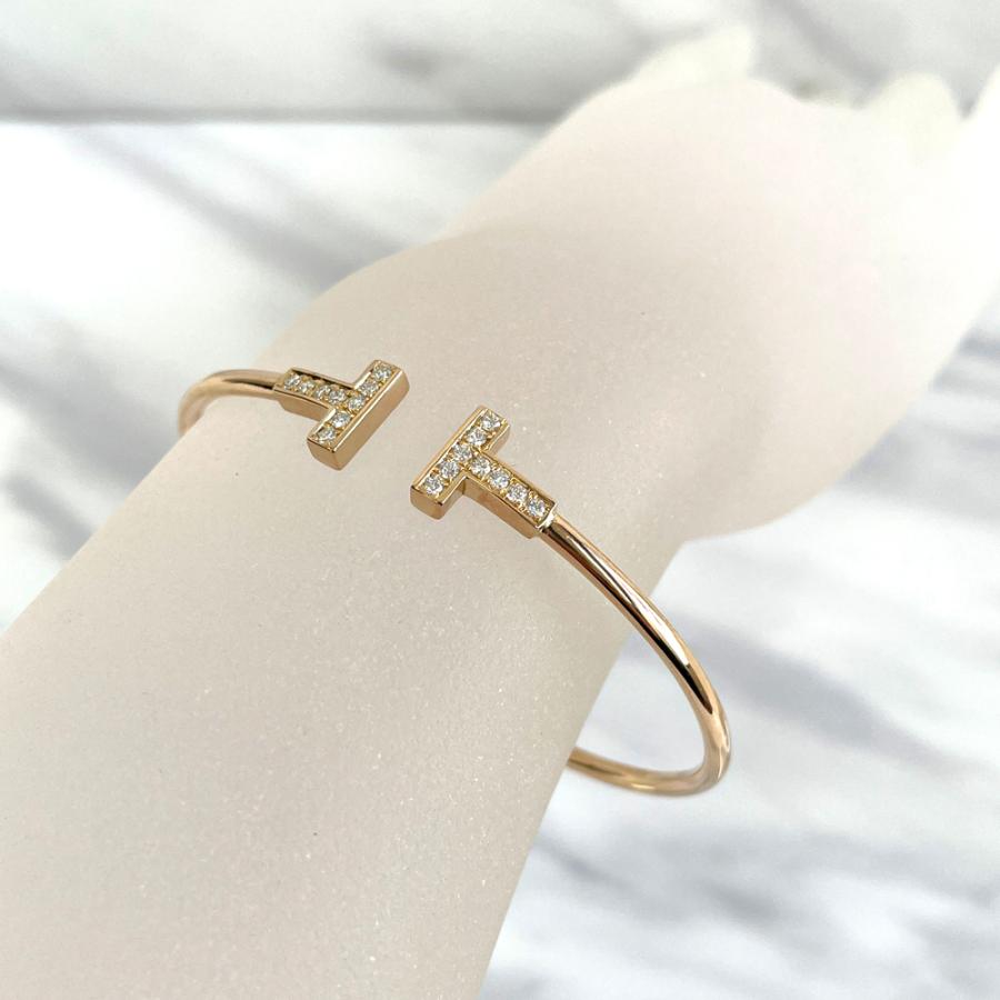 ティファニー T ワイヤー ブレスレットK18PGピンクゴールドダイヤ