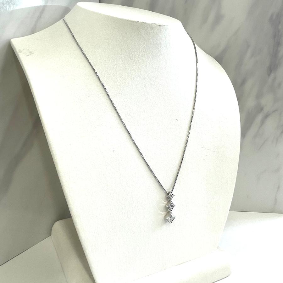 K18WG ダイヤモンド ネックレス D0.30ct 5.3g 45cm NC : すぎ質店 