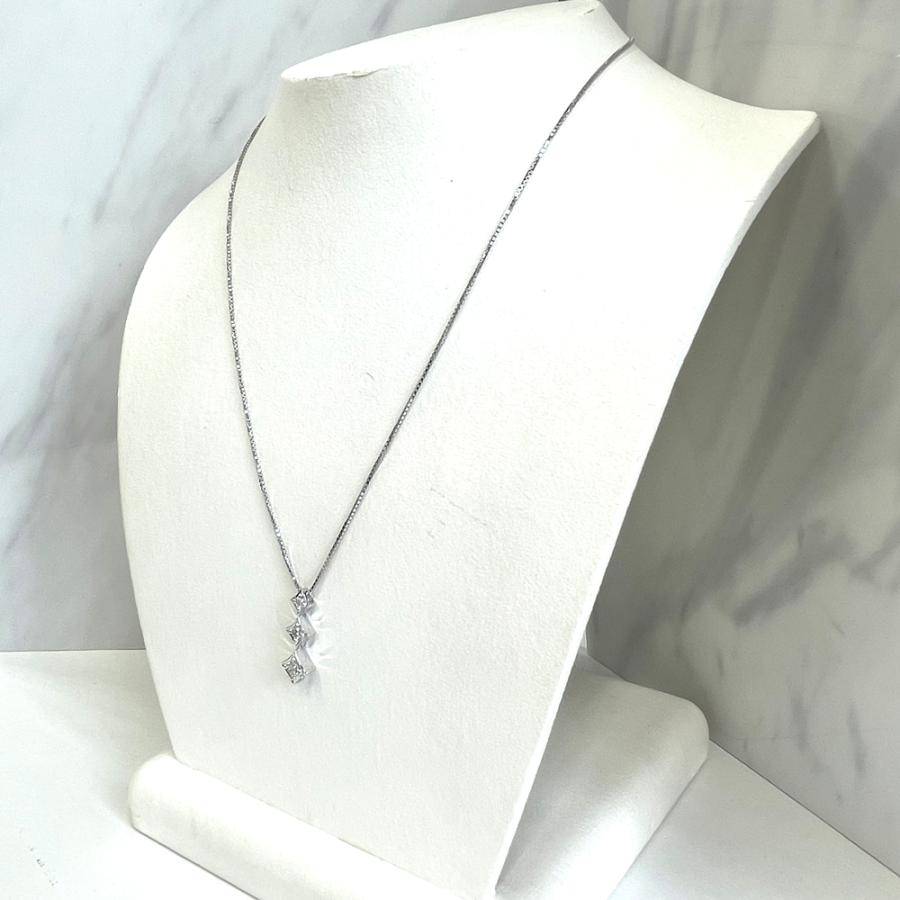K18WG ダイヤモンド ネックレス D0.30ct 5.3g 45cm NC : すぎ質店 