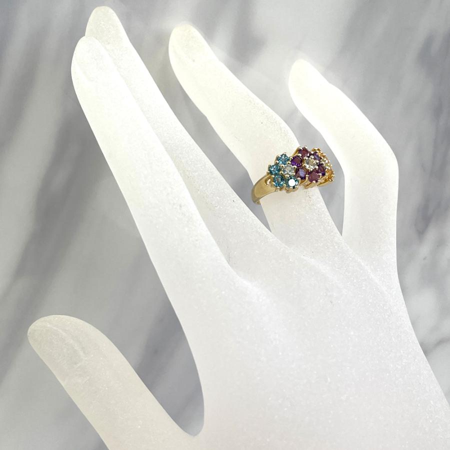 ポンテヴェキオ　リング　マルチカラー　K18 ポンテヴェキオ K18PG ダイヤモンド マルチカラーサファイア ハート