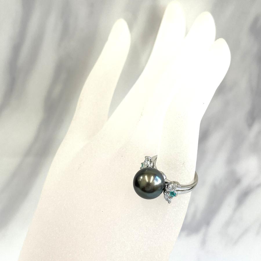 TASAKI（タサキ） ブラックパール 11mm ダイヤ0.39ct Pt900 リング 9号 