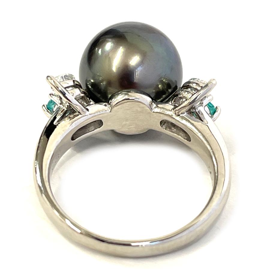 TASAKI（タサキ） ブラックパール 11mm ダイヤ0.39ct Pt900 リング 9号 