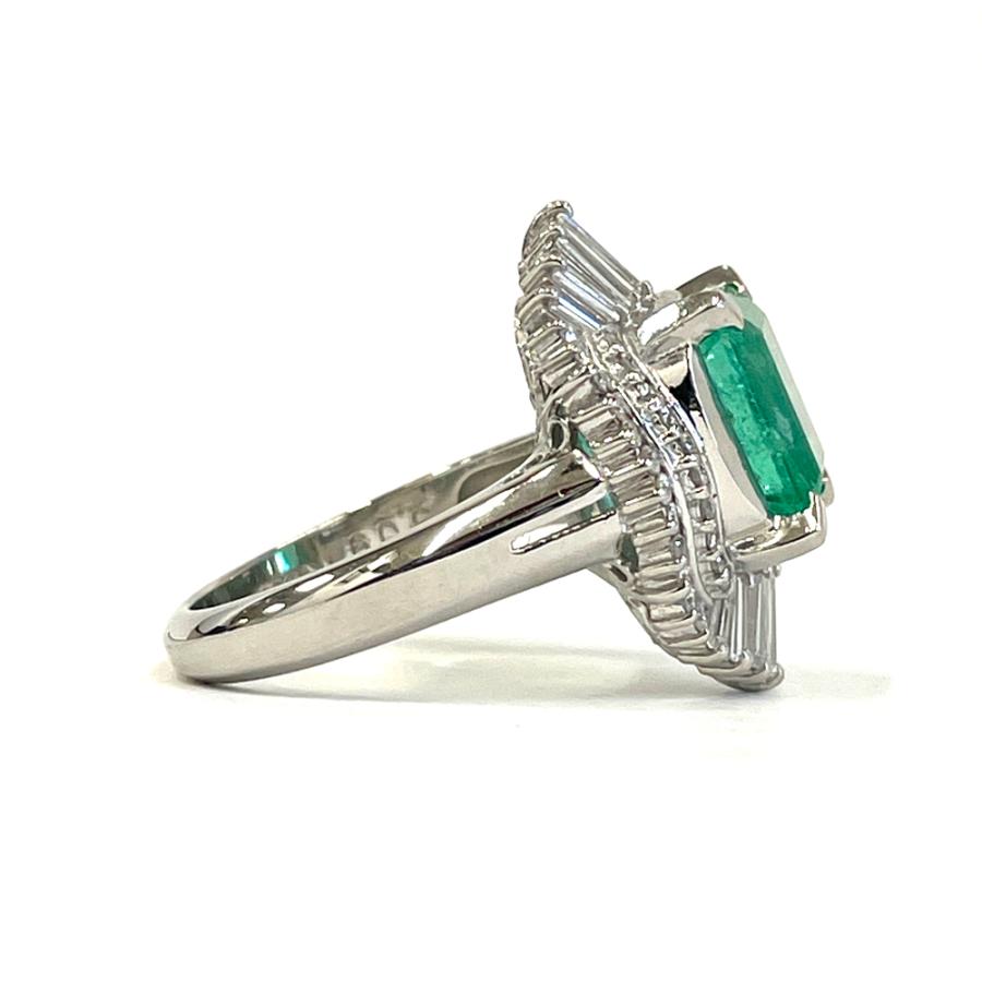 Pt900 エメラルド ダイヤ ファッションリング 指輪 E3.09ct D0.78ct 11 